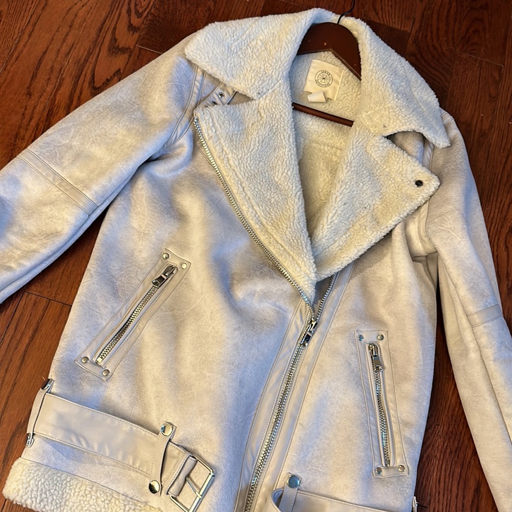Urban Outfitters Oversized Faux leather Aviator Jacket Coat women size Small - Picture 6 of 10